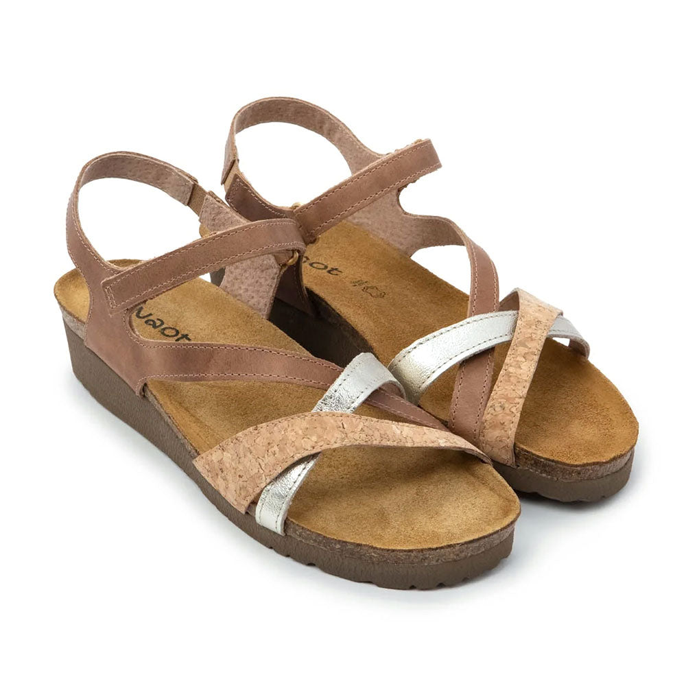 Naot Sophia Sandal Womens Shoes Latte/Cork/Radiant Gold