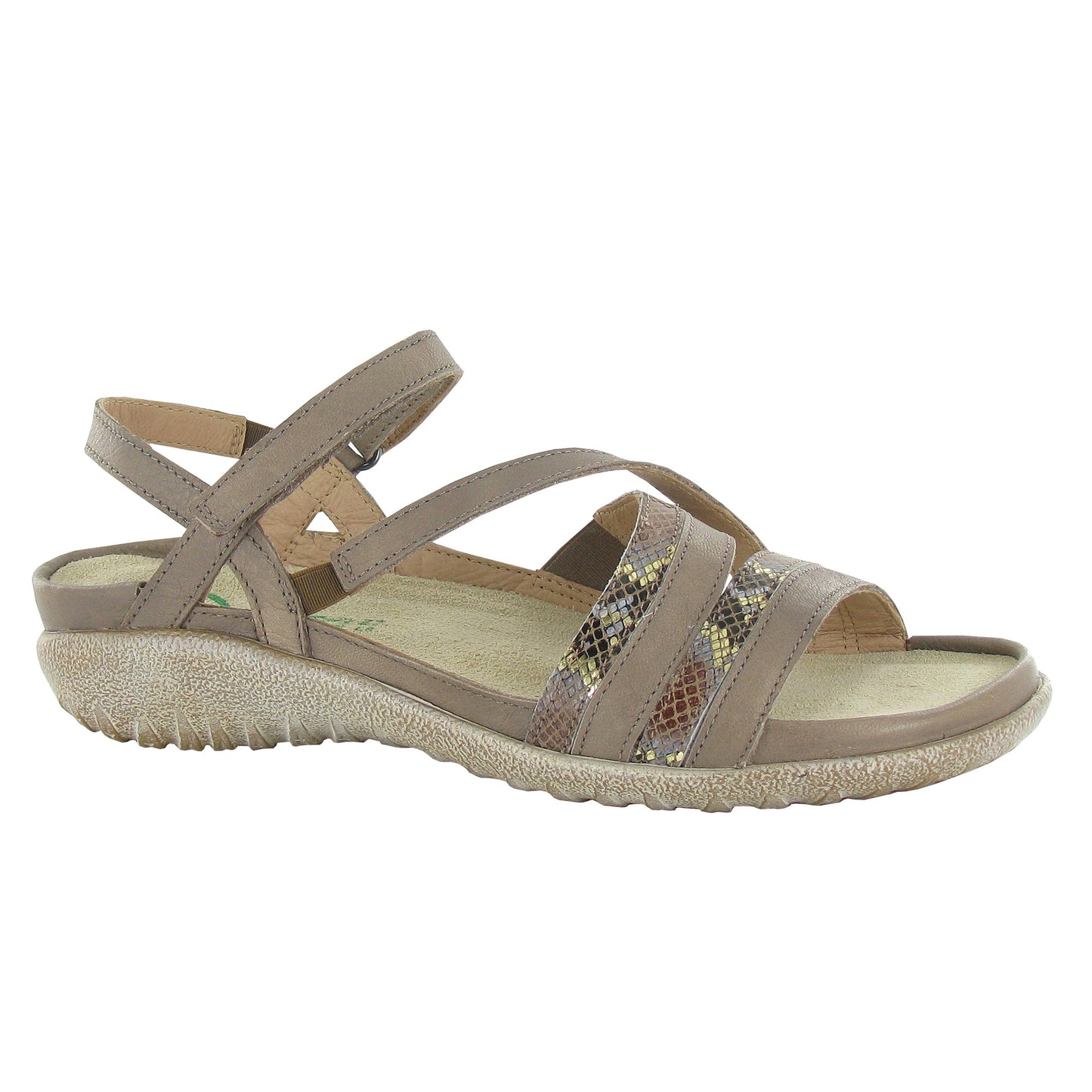 Naot Toi Sandal (11200) Womens Shoes Soft Stone Lthr/Golden Python Lthr