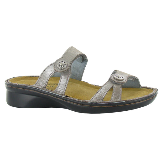 Naot Triton Slide Sandal Womens Shoes Silver Threads