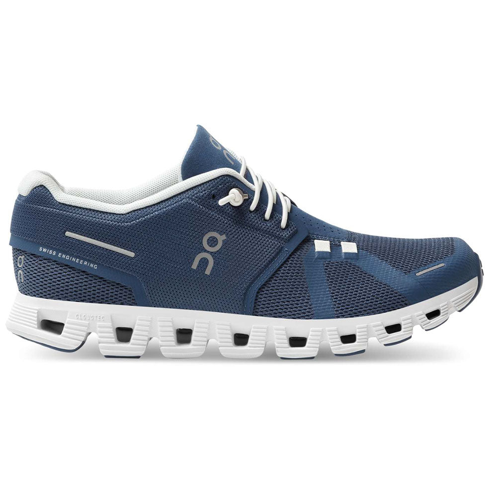 ON Running Cloud 5 Women's Sneaker - Denim/White Womens Shoes Denim/White