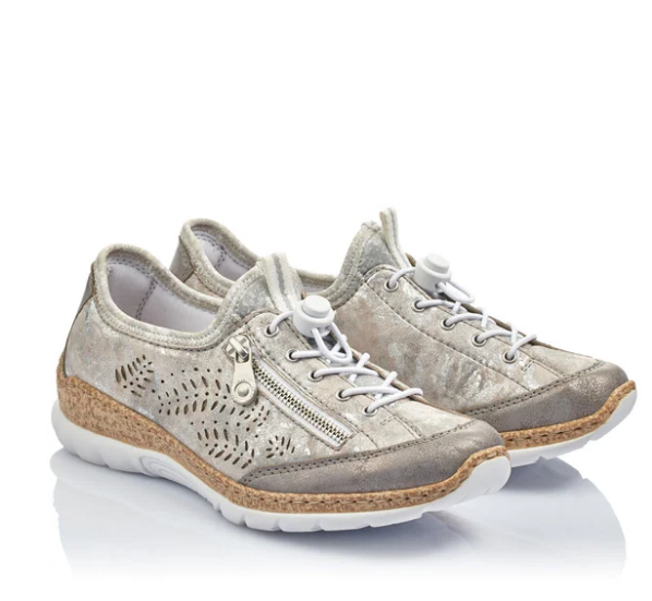 Rieker N42K6 Womens Shoes Grey/Rose-Metallic/Silverflower