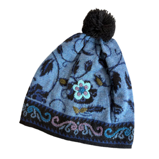 Tey Art Claire Blue Alpaca Wool Beanie Winter Hat 