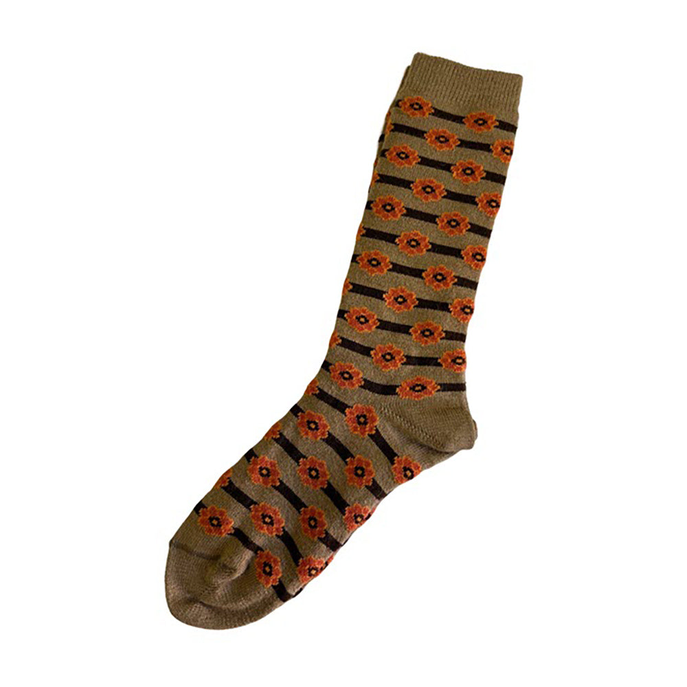 Tey Art Daisy Stripe Womens Hosiery Camel