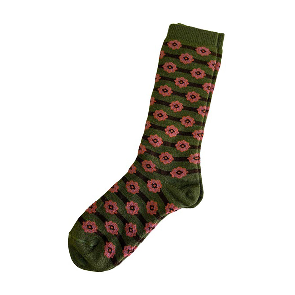 Tey Art Daisy Stripe Womens Hosiery Camel
