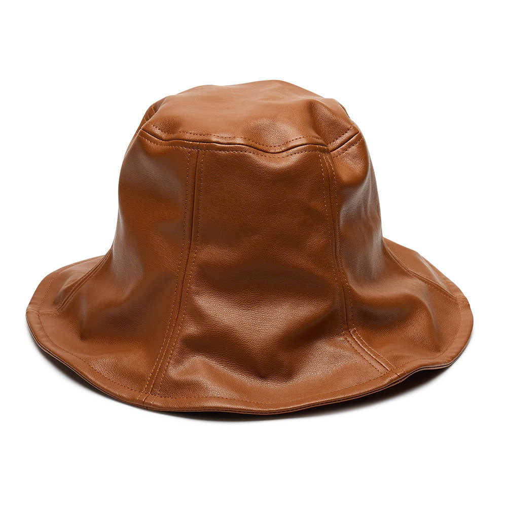 Wyeth Freddie Leather Tulip Shaped Hat Accessories Camel