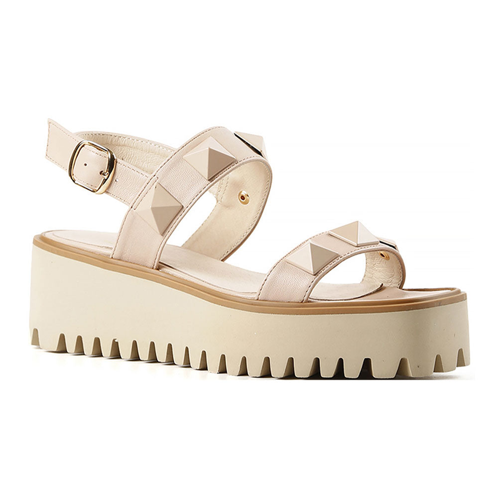 All Black Pyramid Stud Flatform Sandal Womens Shoes Pink