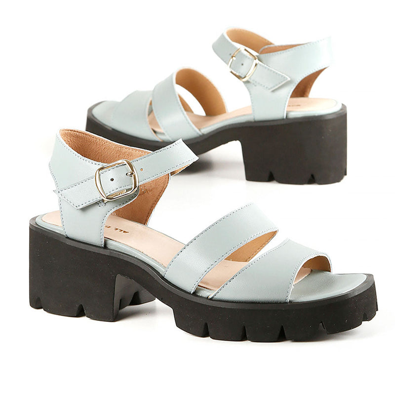 All Black Wide Lugg Sandal Womens Shoes 