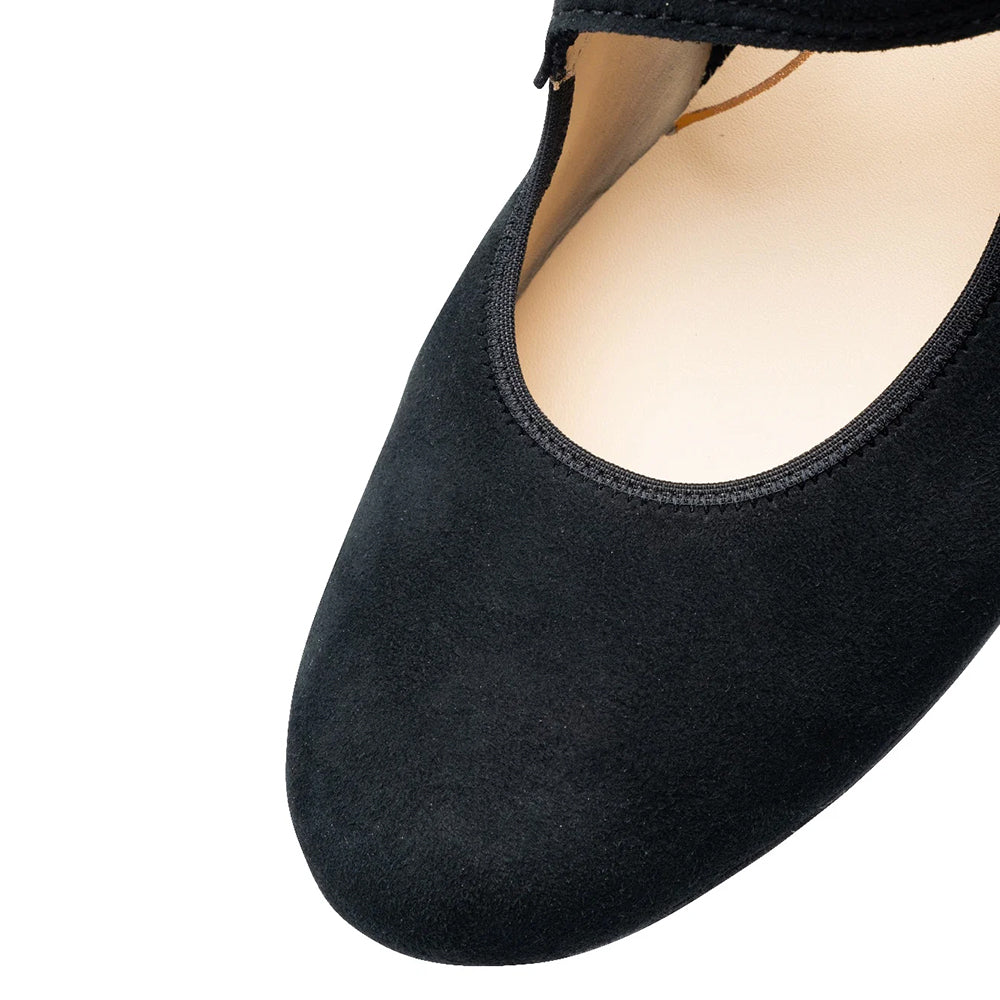 Ara calico suede velcro strap 1 inch pumps, comfort footbed