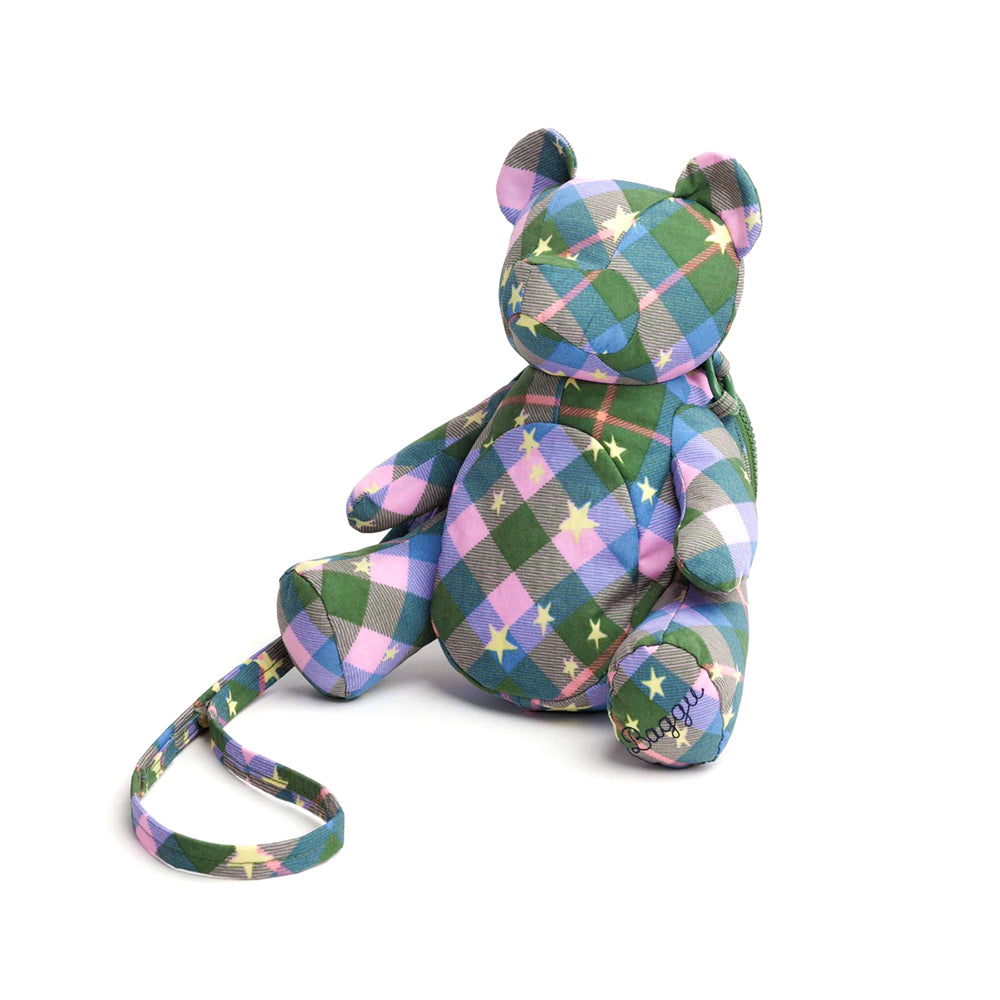 Baggu Bear Bag Handbags Green Star Plaid