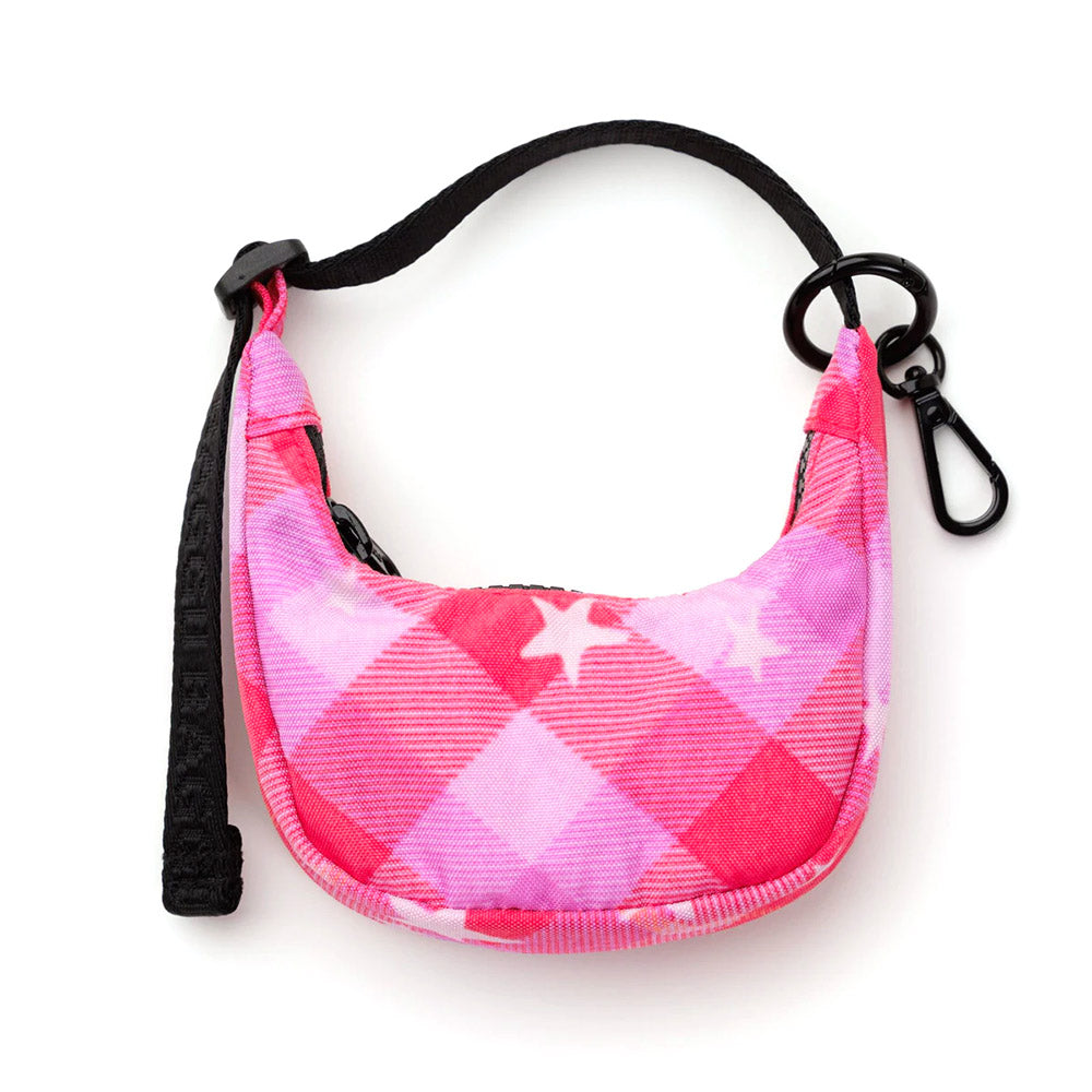 Baggu Crescent Bag Charm Accessories Pink Star Plaid