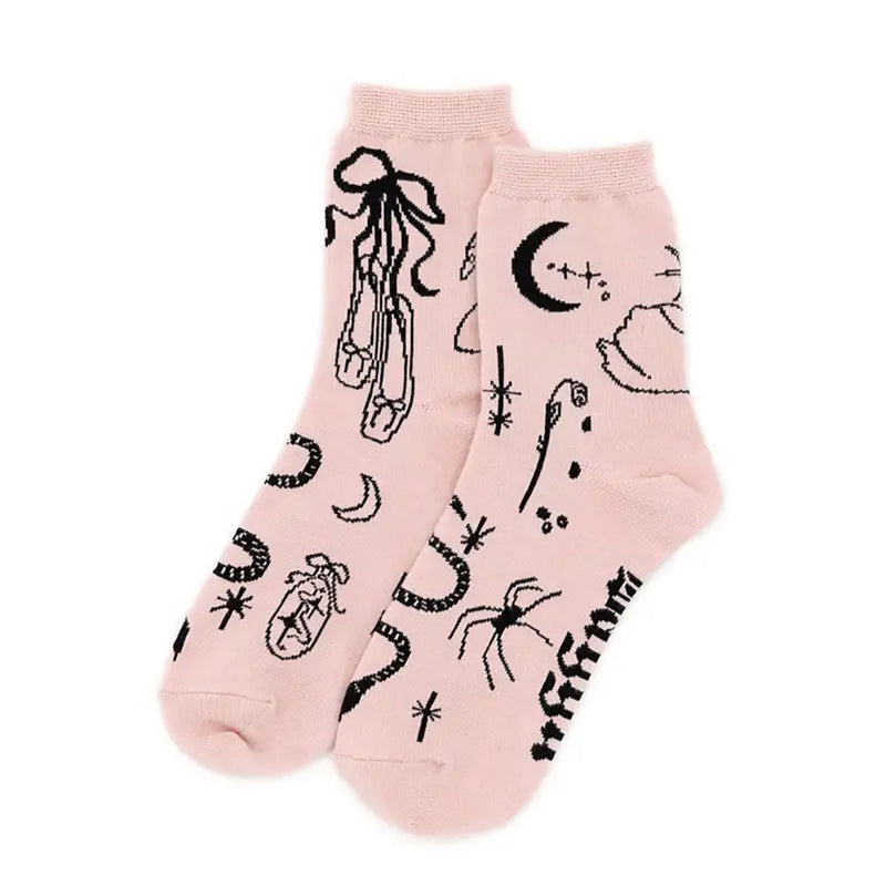 Baggu Crew Sock Womens Hosiery Embroidered Ballet Icons