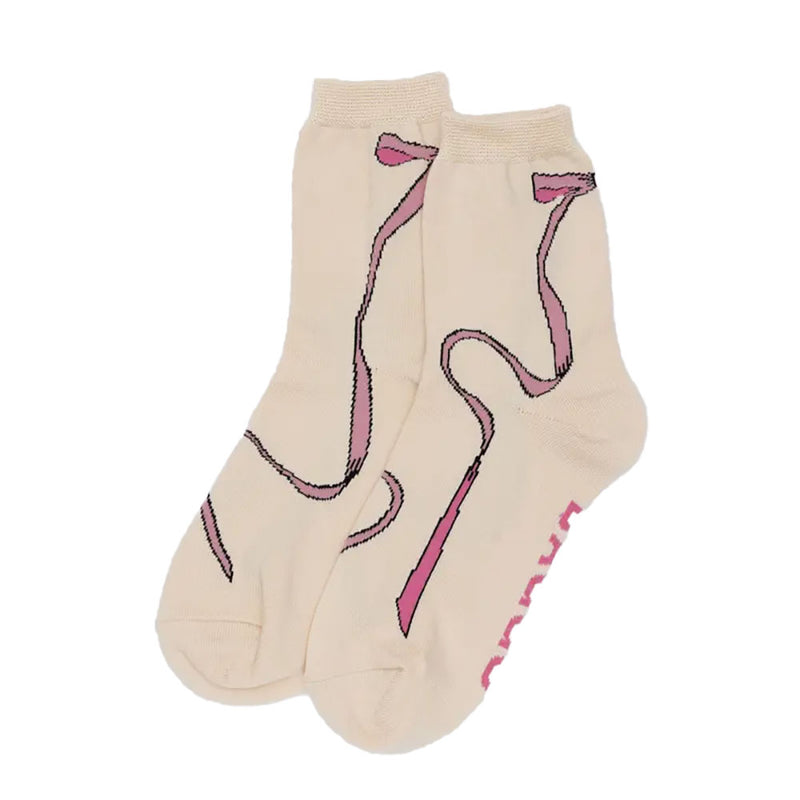 Baggu Crew Sock Womens Hosiery Pink Bow