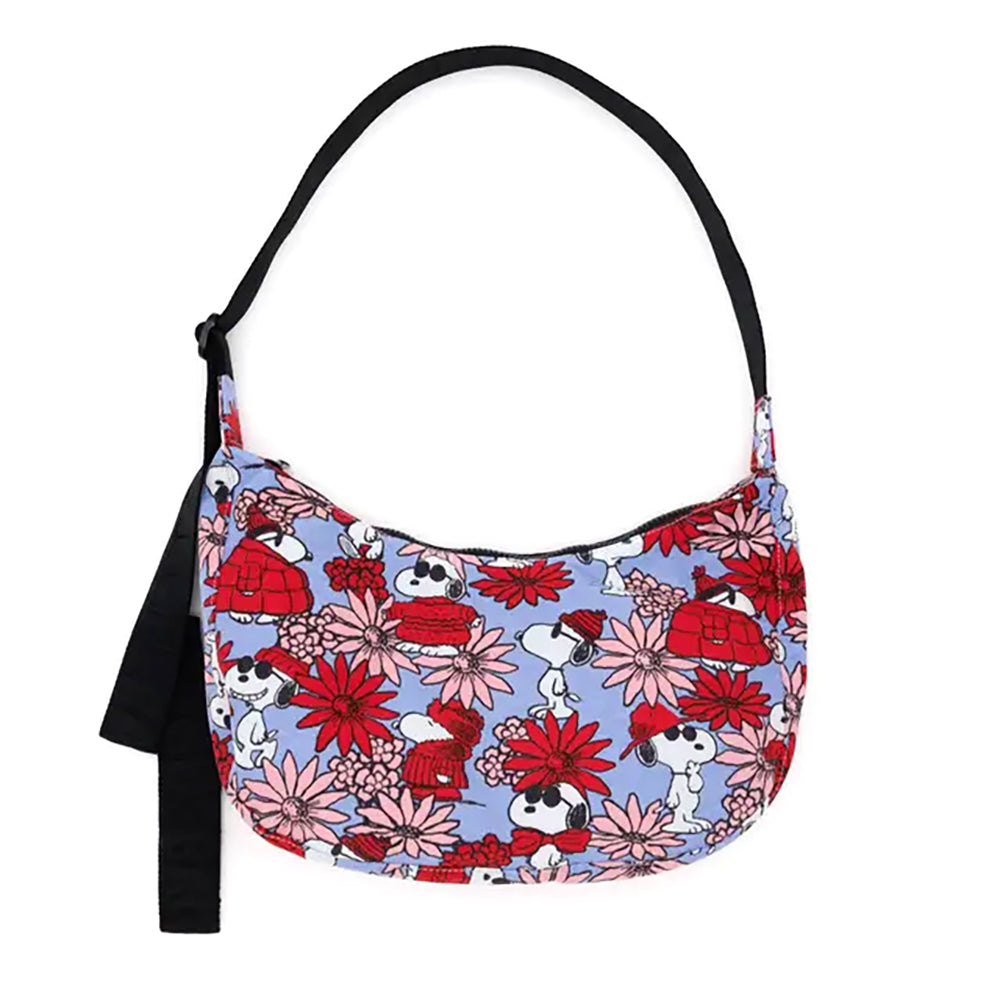 Baggu Medium Nylon Crescent Handbags Floral Snoopy