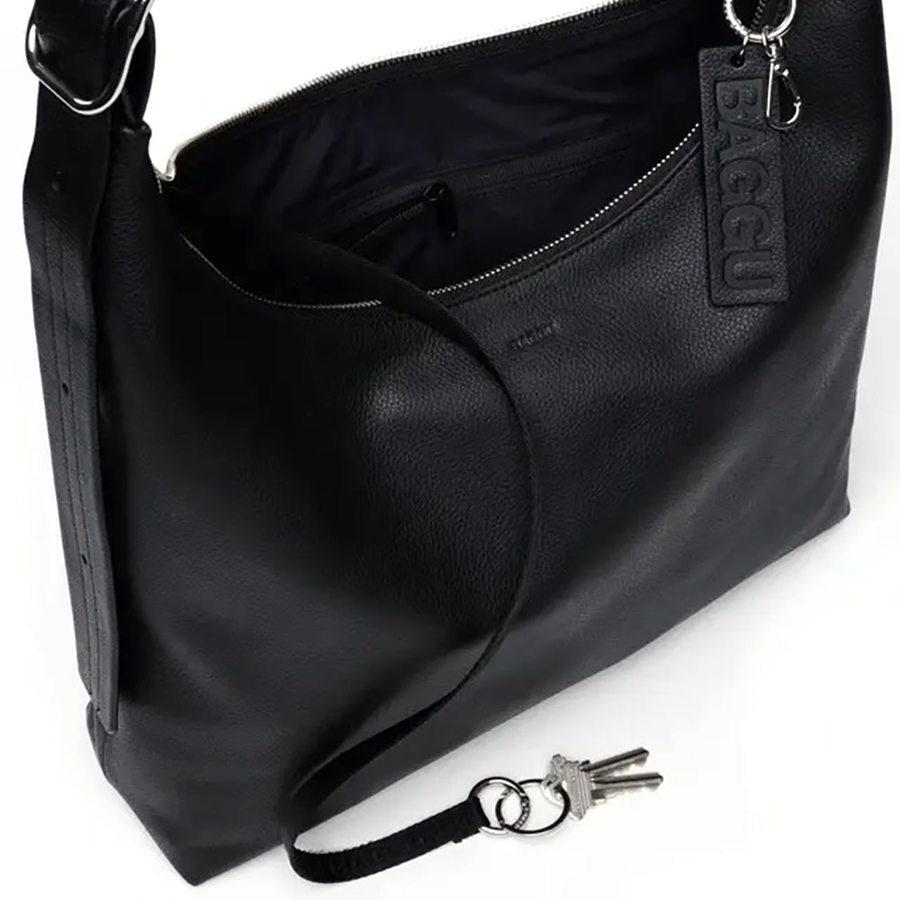 Baggu Medium Recycled Leather Crescent Bag Handbags Black