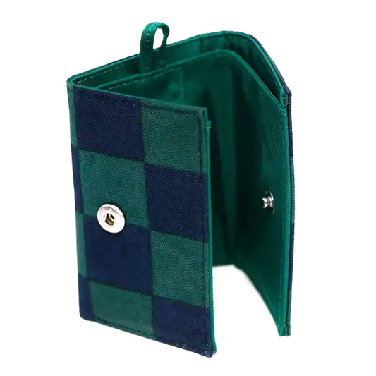 Baggu Snap Wallet Handbags Navy Green Check