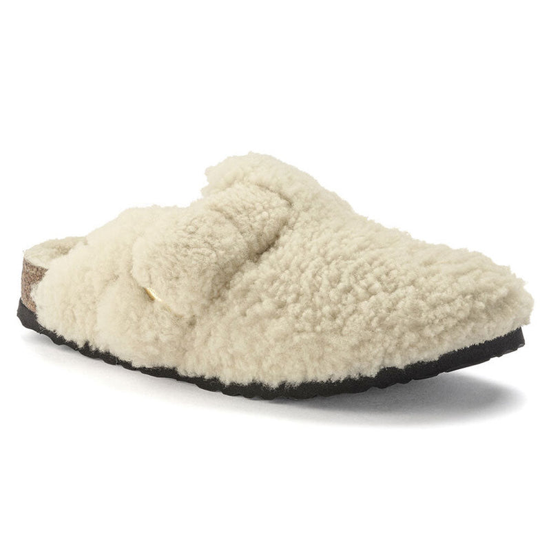 Birkenstock Teddy Big Buckle Boston Clog Womens Shoes Teddy Eggshell