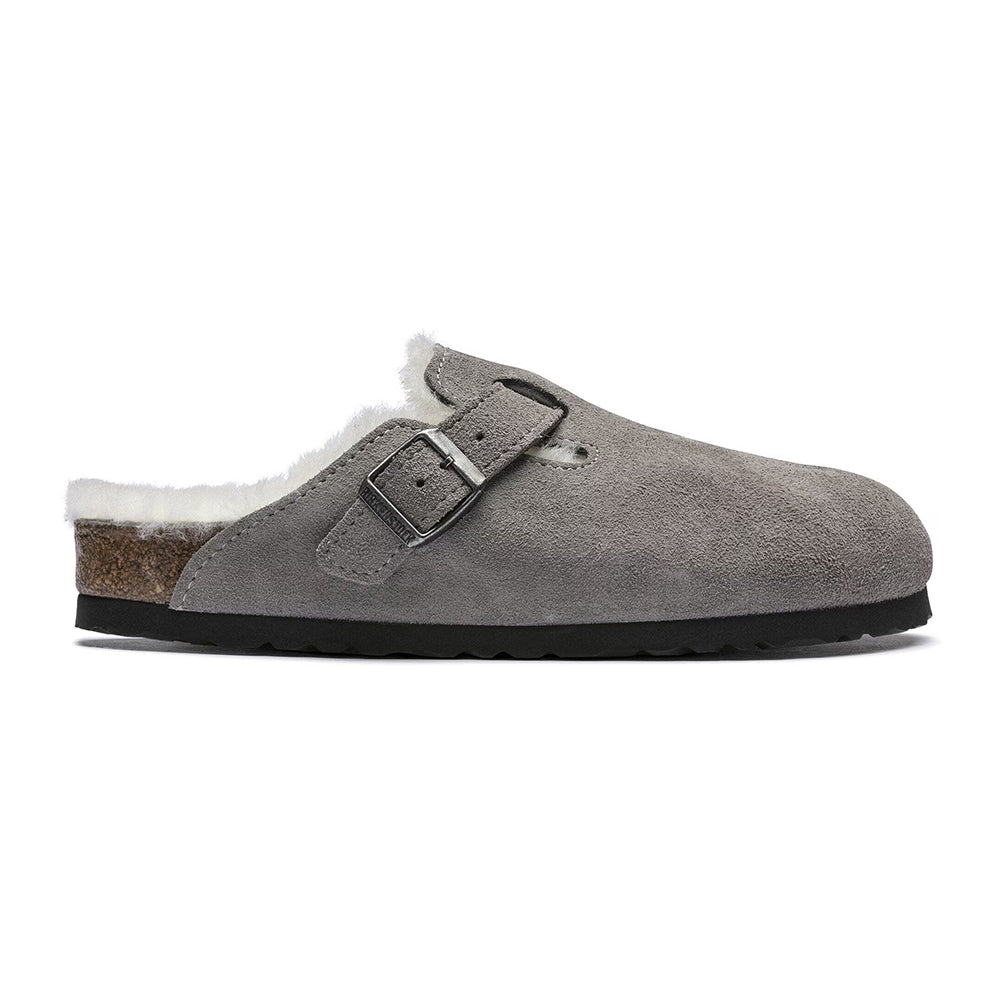 Birkenstock Boston Shearling Clog Narrow Womens Shoes Stone Coin