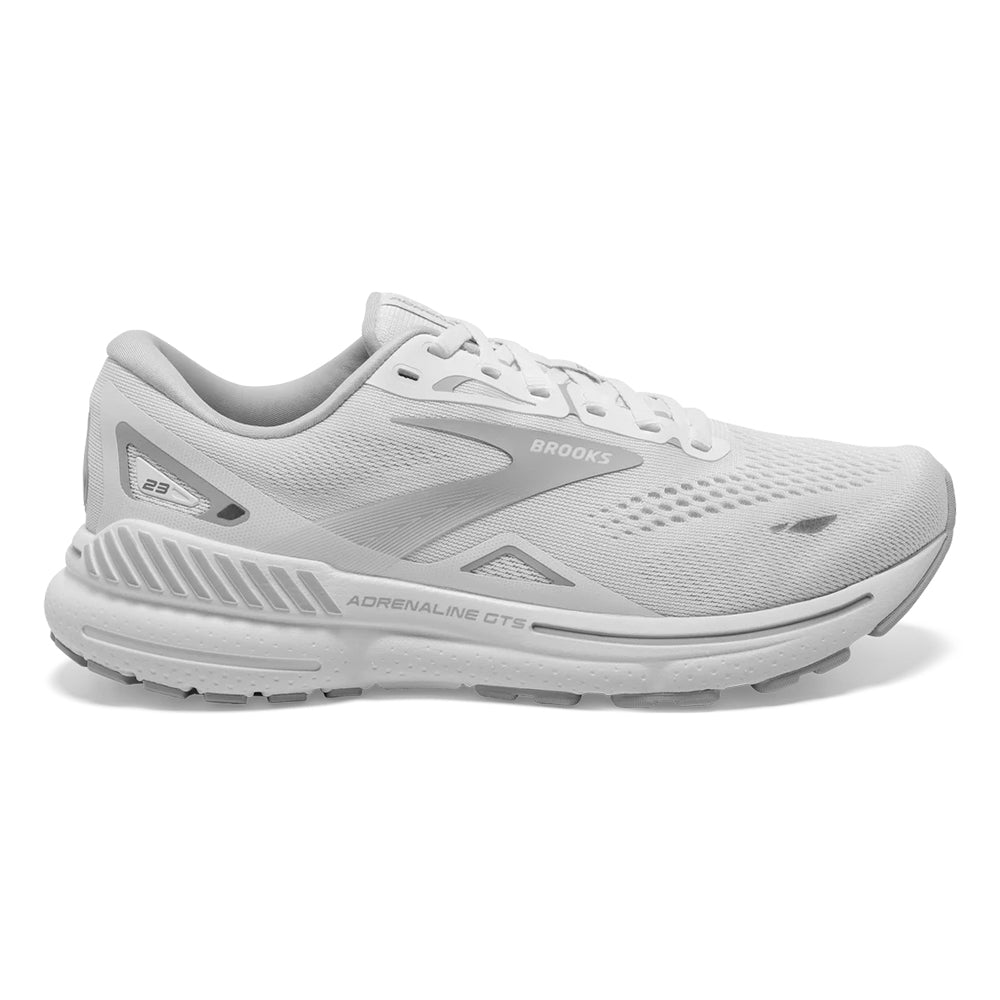 Brooks Adrenaline GTS 23 Womens Wide Womens Shoes White/Oyster/Silver