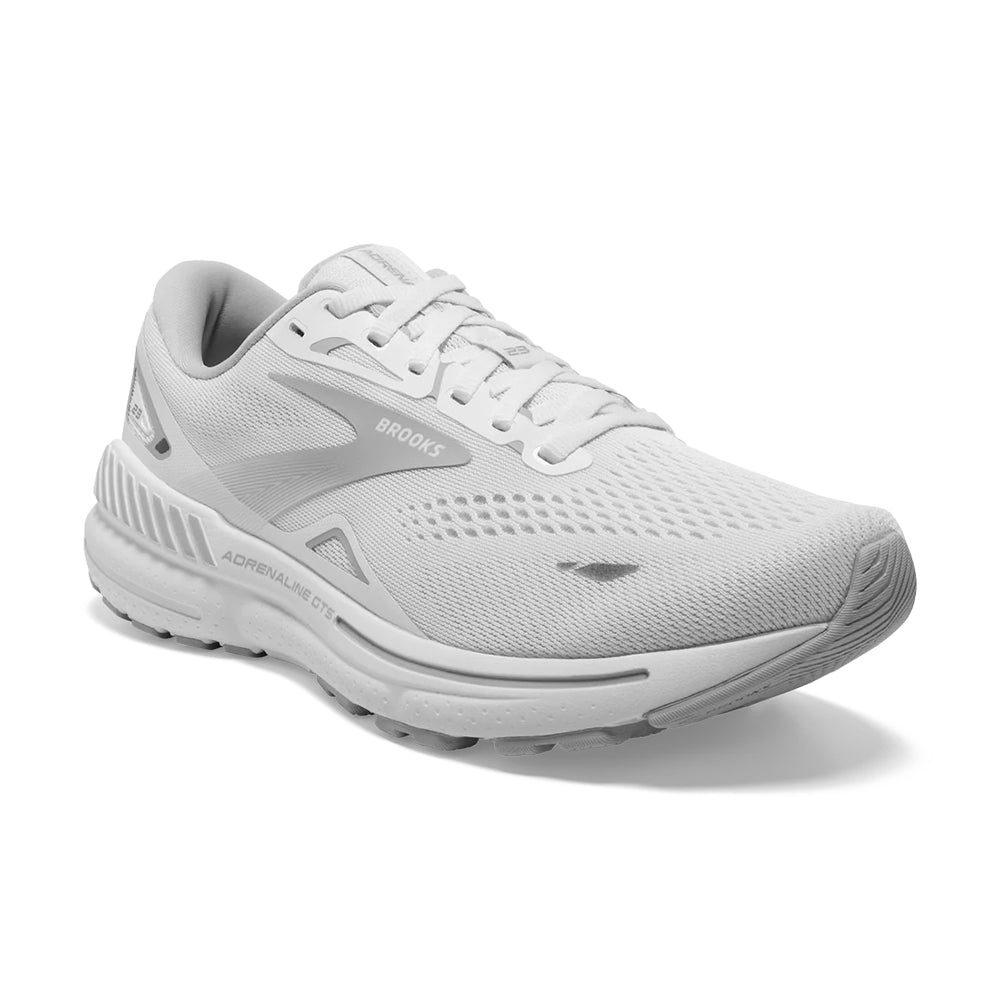 Brooks Adrenaline GTS 23 Womens Wide Womens Shoes White/Oyster/Silver