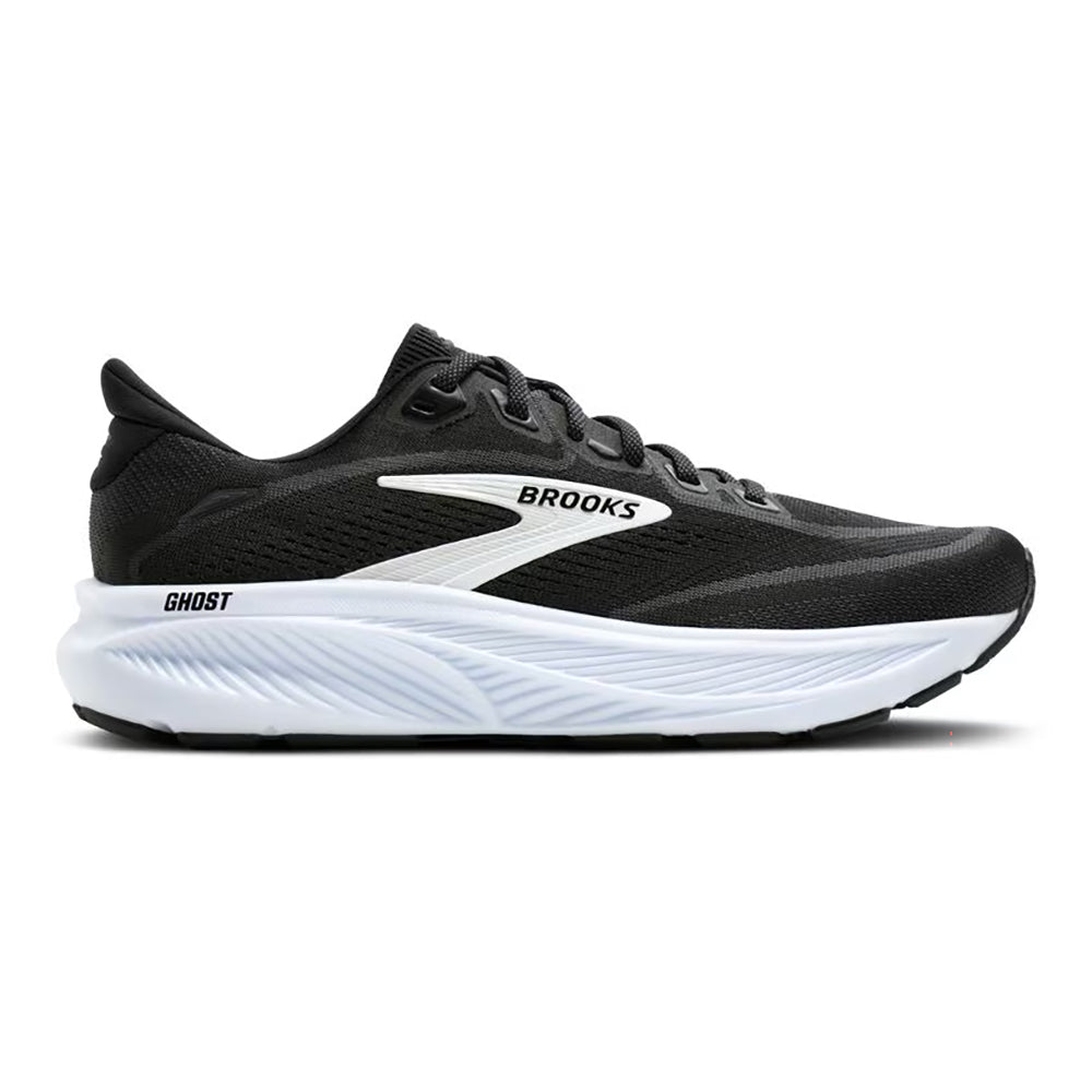 Brooks Women's Ghost 18 Athletic Running Walking Everyday Comford Sneaker, Black and White Ghost 18 Womens
