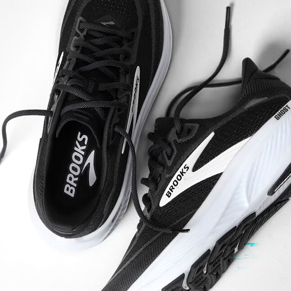 Brooks Women's Ghost 18 Athletic Running Walking Everyday Comford Sneaker, Black and White Ghost 18 Womens
