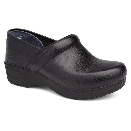 Dansko Wide XP 2.0 Black Tooled Floral Clog Womens Shoes Black Tooled Floral