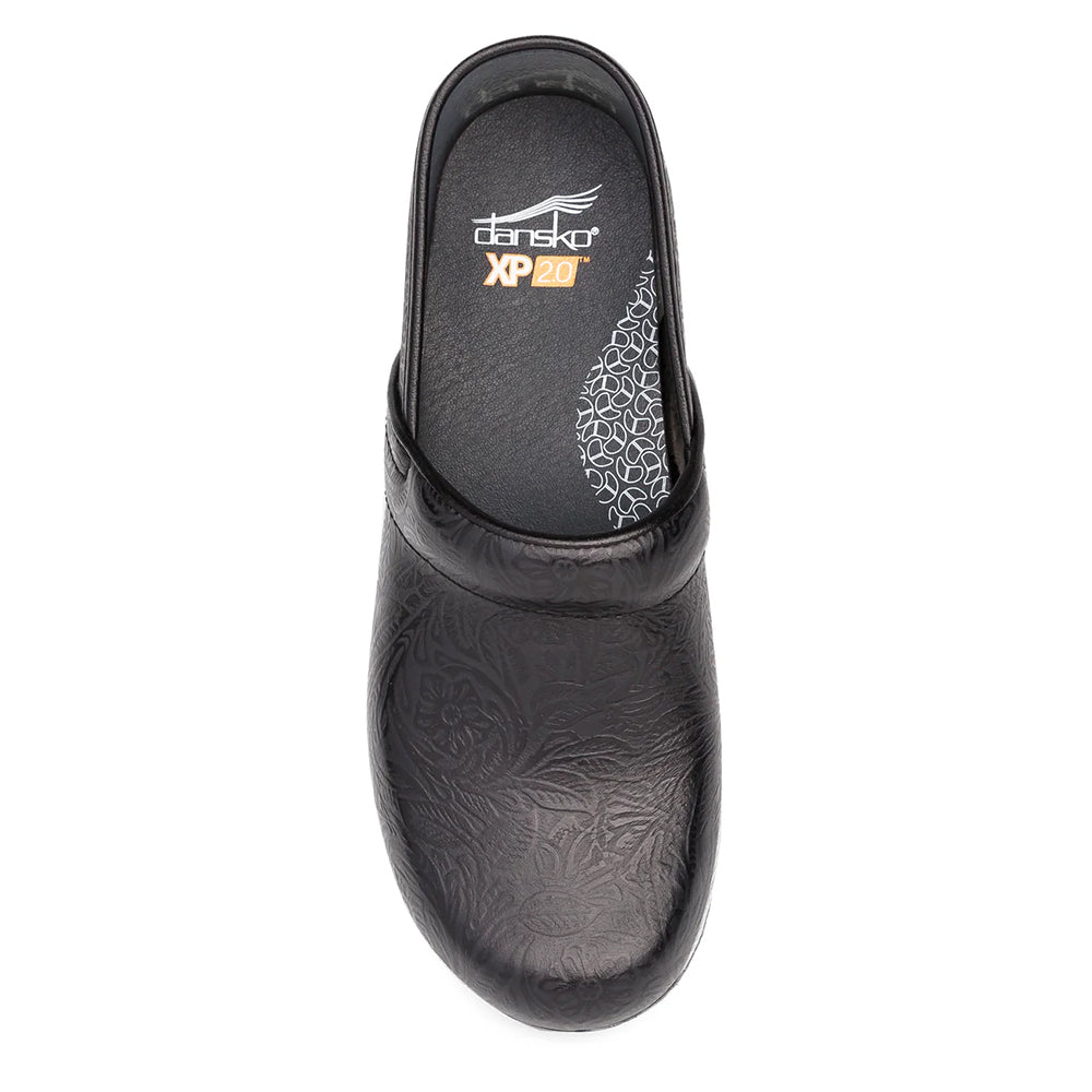 Dansko XP 2.0 Black Tooled Floral Womens Shoes