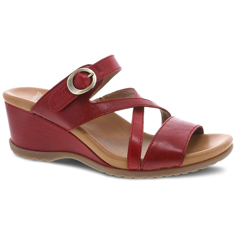 Dansko Ana Open Back Wedge Sandal Womens Shoes Red