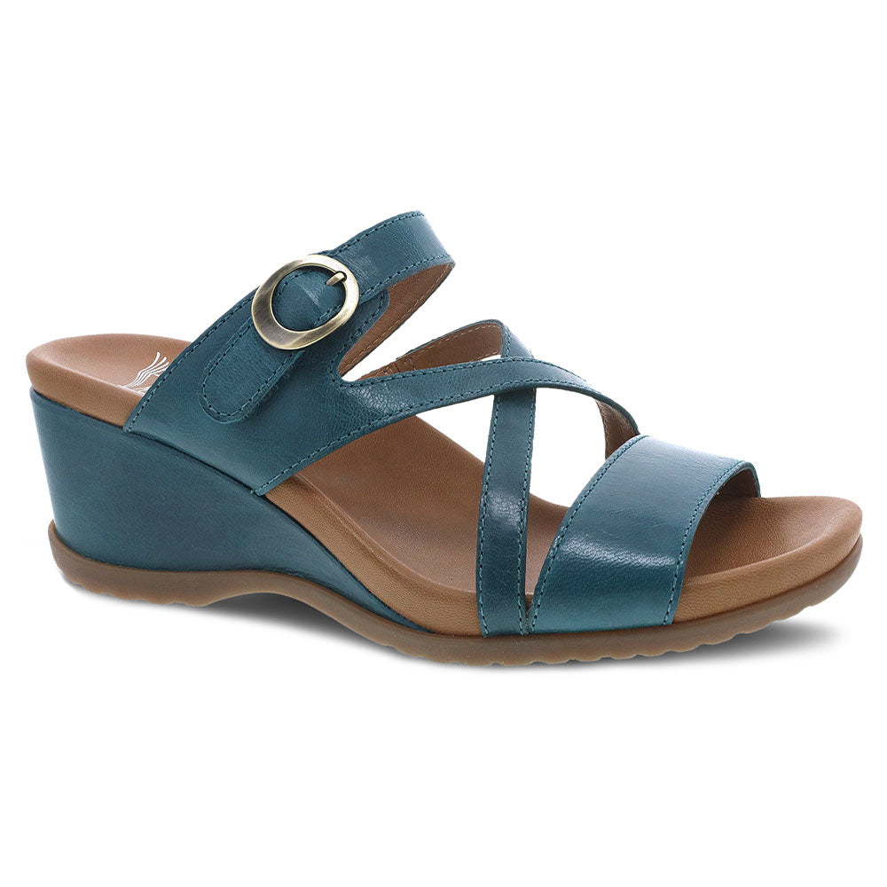 Dansko Ana Open Back Wedge Sandal Womens Shoes Teal
