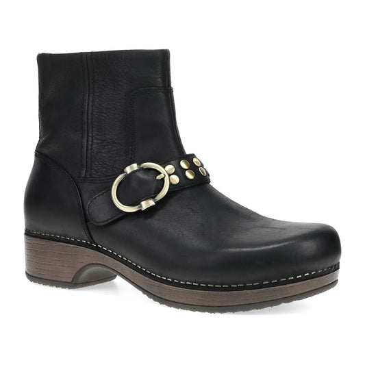 Dansko Baylin Black Leather Ankle Boot Womens 