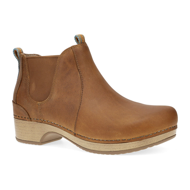 Dansko Becka Leather Bootie Womens Shoes TanOiledPullUp