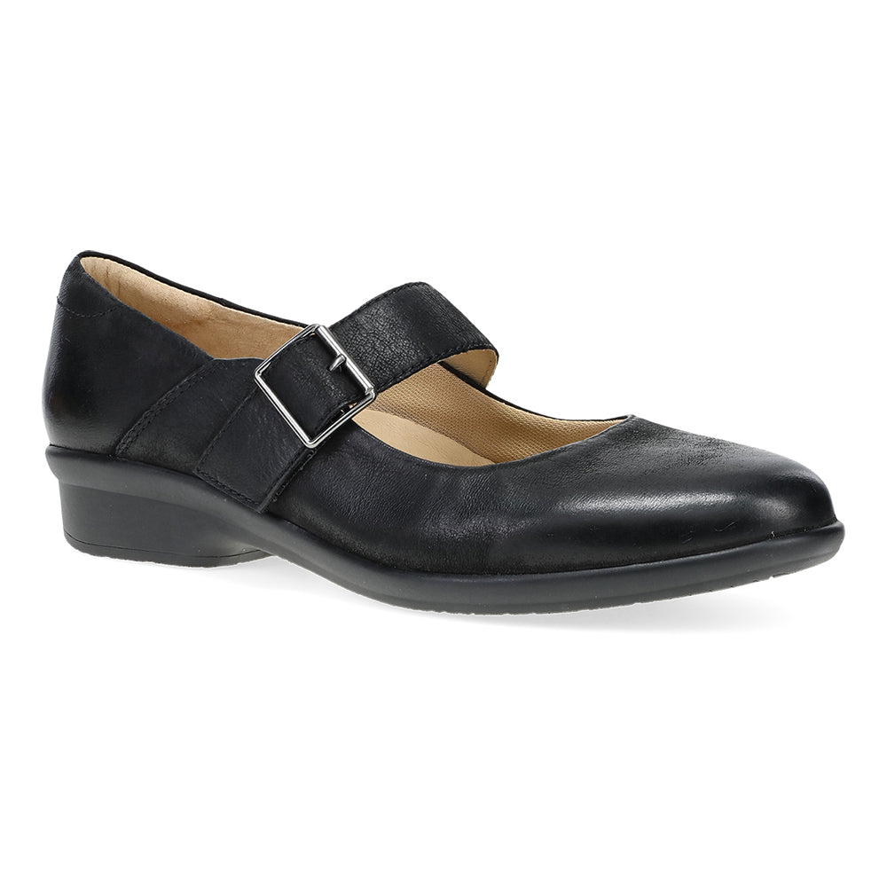 Dansko Collette Wide Womens Shoes Black Burnished Nubuck