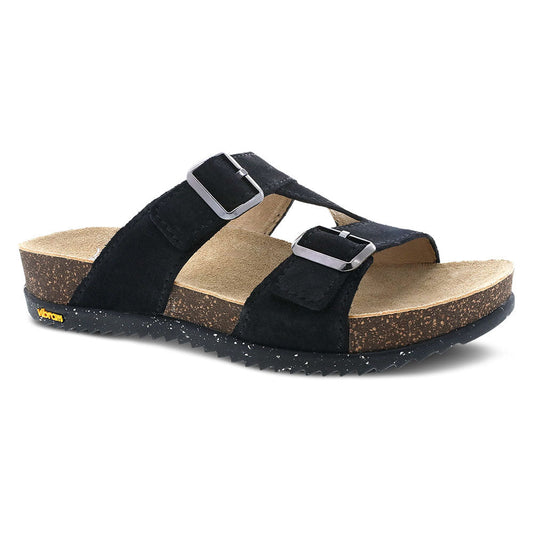 Dansko Dayna Strap Sandal Womens Shoes Black Suede