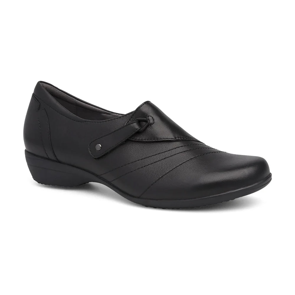 Dansko Franny Slip On Loafer Black Wide Womens Shoes Black Leather
