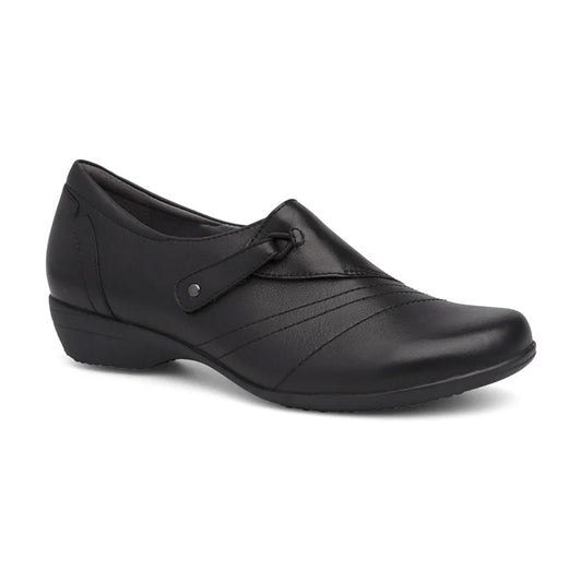 Dansko Franny Slip On Loafer Black Wide Womens Shoes Black Leather