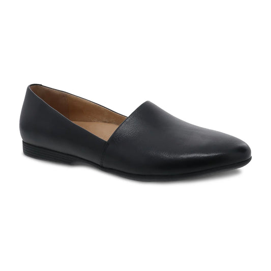 Dansko Larisa Pointed Toe Flat Wide Womens Shoes Black Milled Nappa