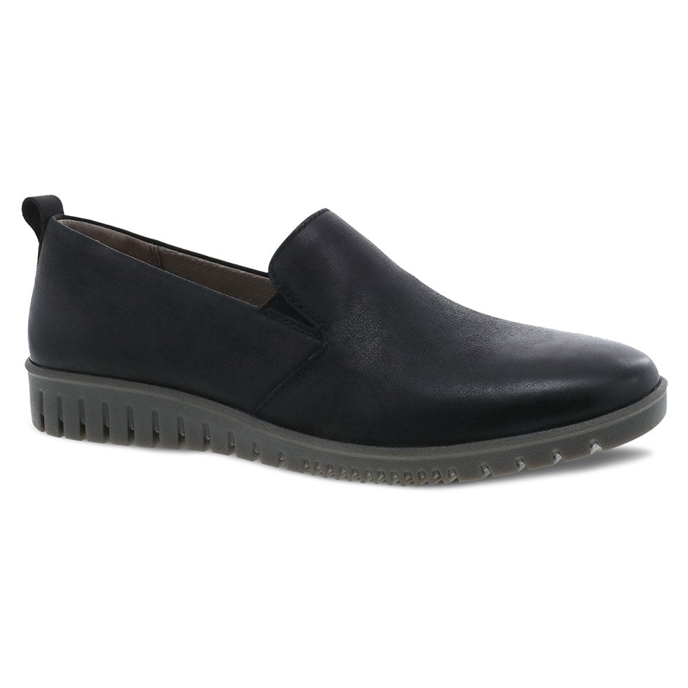 Dansko Linley Slip On Womens Shoes Black Burnished Calf