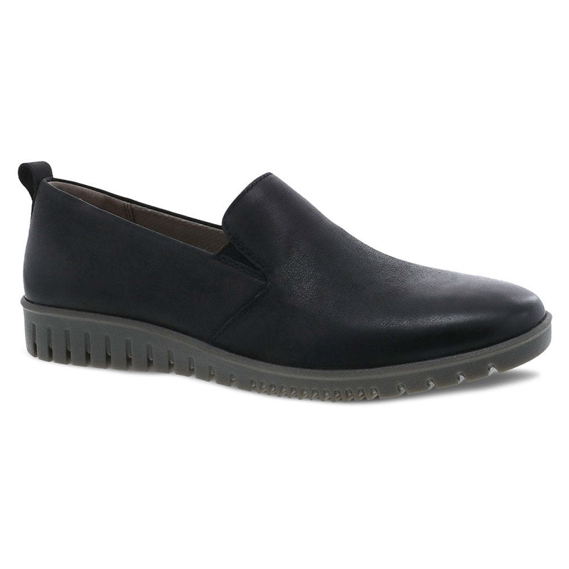 Dansko Linley Slip On Womens Shoes Black Burnished Calf