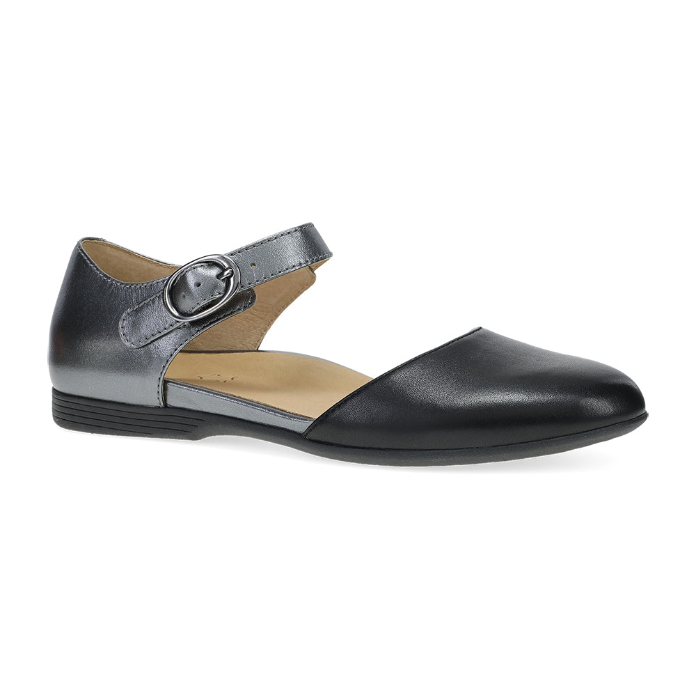 Dansko Liv Womens Shoes Black/Pewter Metallic Nappa