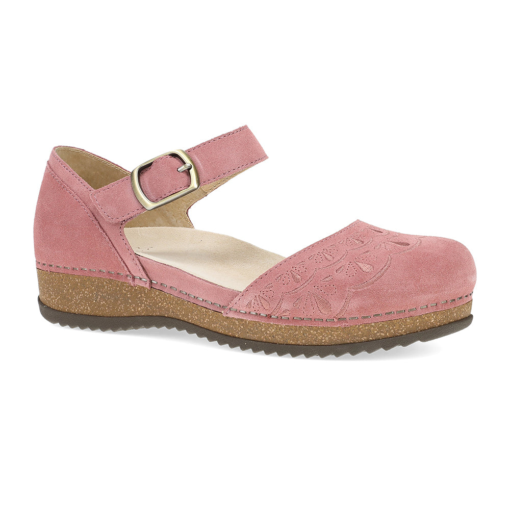 Dansko Mae Womens Shoes Ash Rose Embroidered Suede