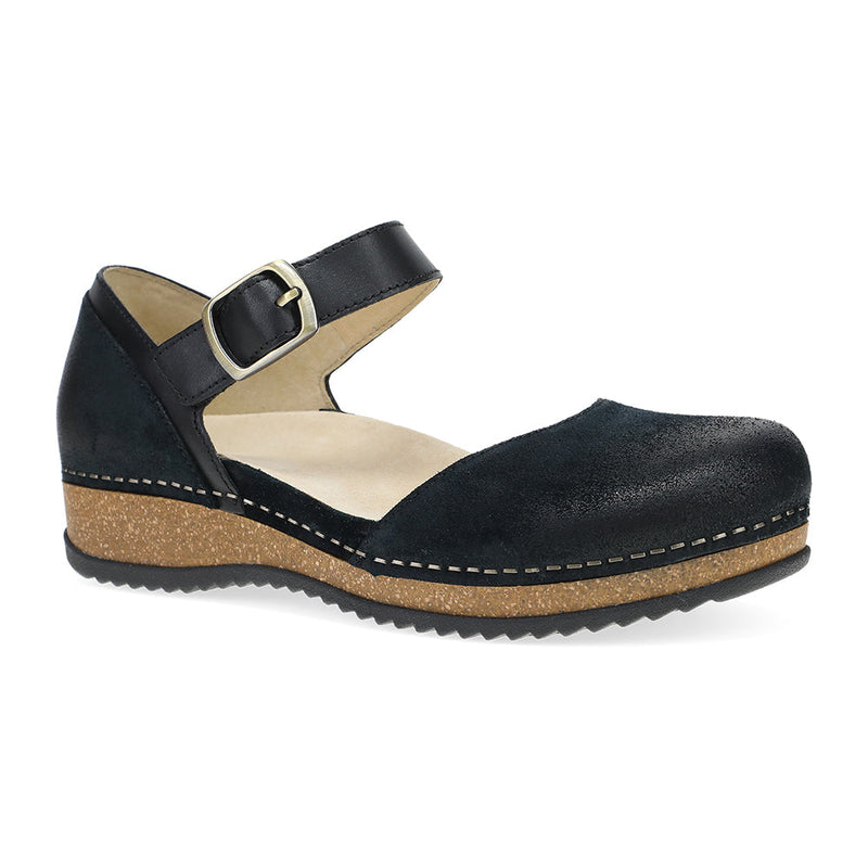 Dansko Mae Womens Shoes Black Burnished Suede