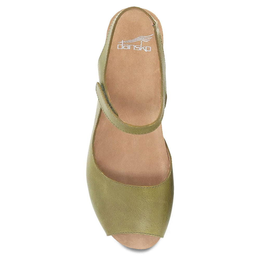 Dansko Marcy Women's Peep Toe Wedge Leather Sandal | Simons Shoes