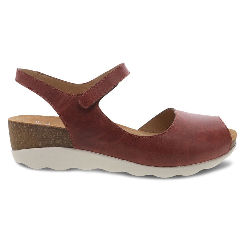 Dansko Marcy Women's Peep Toe Wedge Leather Sandal | Simons Shoes