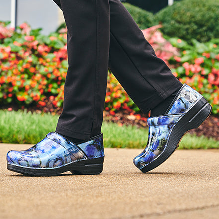 Dansko Professional Floral Patent Denim Womens Shoes