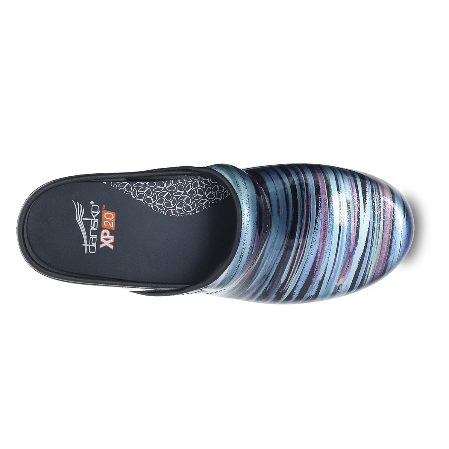 Dansko XP 2.0 Patent Teal Striped Womens Shoes 