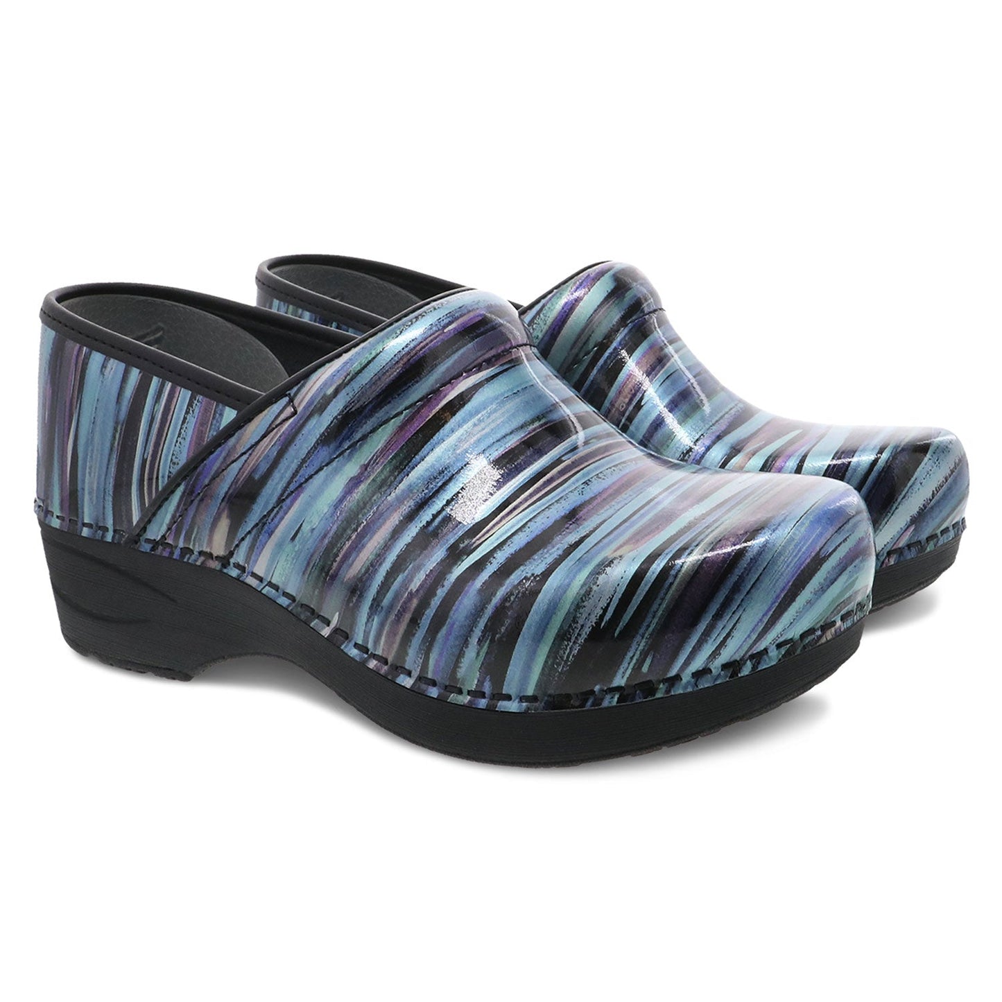 Dansko XP 2.0 Patent Teal Striped Womens Shoes Patent Teal Striped