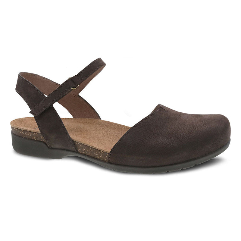 Dansko Rowan Closed Toe Sandal Womens Shoes Cinnabar Milled Nubuck