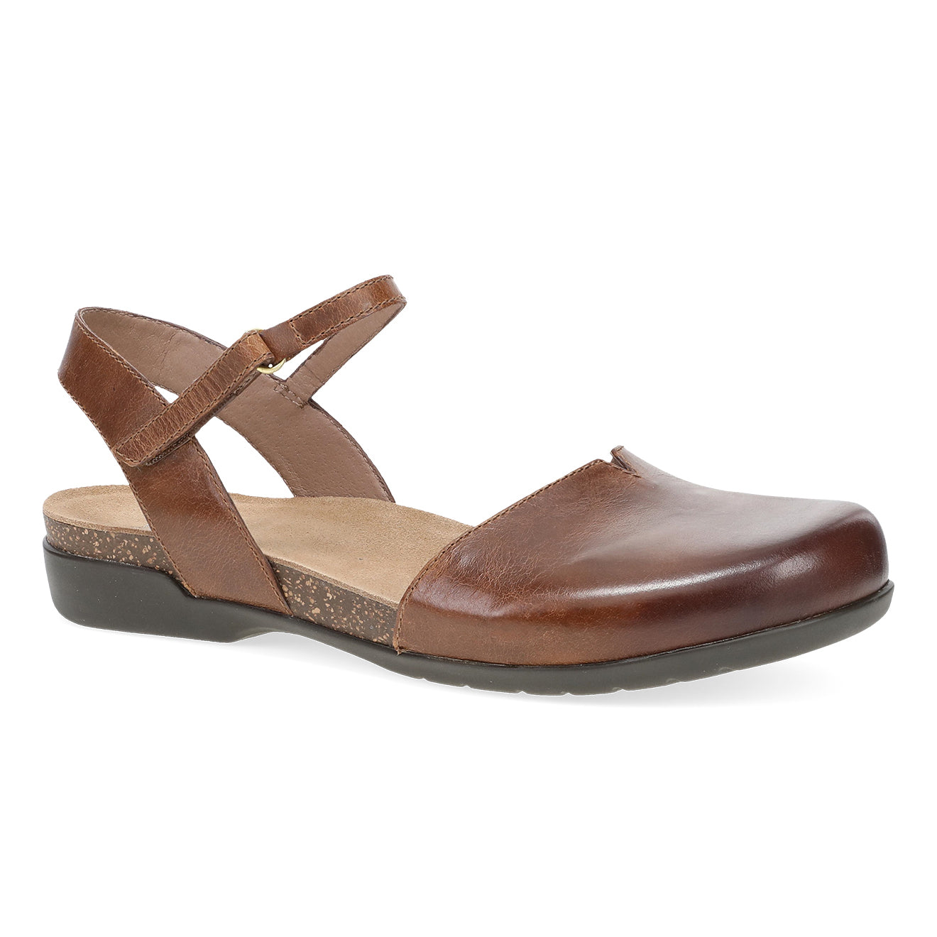 Dansko Rowan Closed Toe Sandal Womens Shoes TanWaxyBurnished