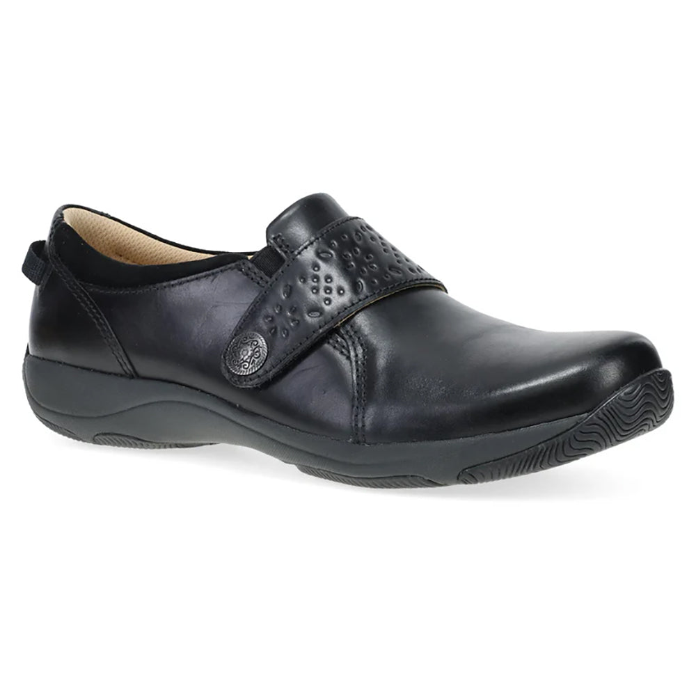 Dansko Sallie Wide Black Waxy Burnished