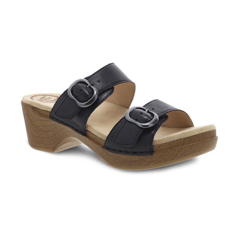 Dansko Sophie Two Strap Slide Sandal Womens Shoes Black Full Grain